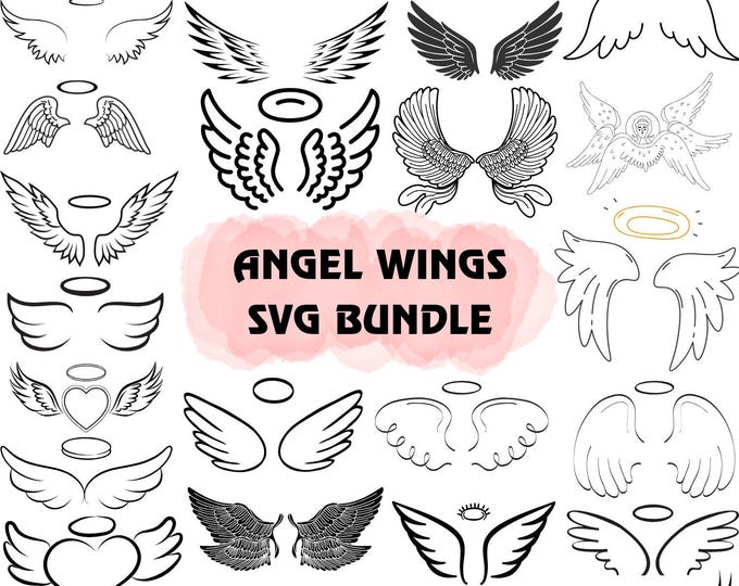 Angel Wings SVG Bundle,,Angel wings PNG,Wings shape,Wing Outline, Angel Wings Bundle,Instant download