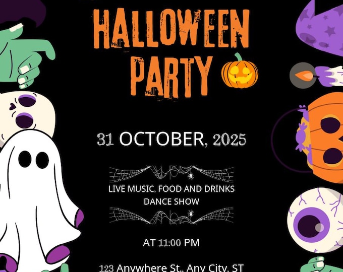 Spooktacular Halloween Party Invitation, Digital Halloween Party Invitation, Pumpkin Party Video Invite, Gothic Rose Horror eCard, Digital