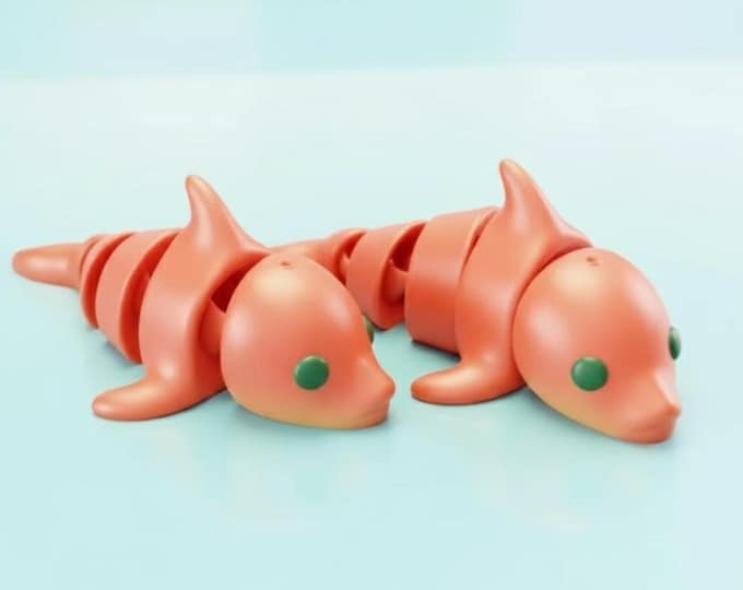 Flexible Articulated Dolphin Fish Cartoon 3D Model STL File  Cute Printable Ocean Animal, Dolphin Fish Toy for Kids STL File Only Figure STL