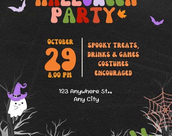 Editable Halloween Party Invite, Halloween Invitation, Halloween spooky party invite, Classic Halloween Party e-vite, Ghost Halloween Party
