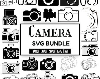 Camera Svg Bundle, Camera Png Bundle, Camera Clipart, Camera Svg Cut Files for Cricut, Camera Silhouette, Photography Svg,Instant Download.