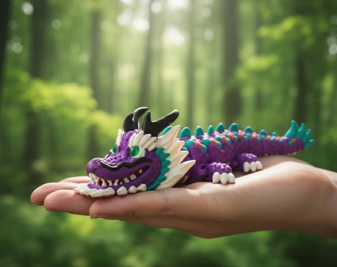 Christmas Dragon articulated 3d flexi  STL file for 3D Printing. Articulating Flexi Pet. Print in Place Articulated Dragon. Christmas Dragon