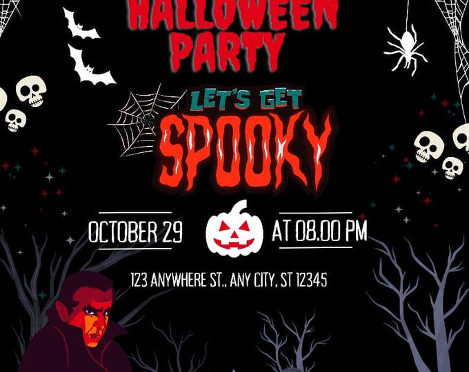 Digital Halloween Party Invitation, Animated Scull Pumpkin Party Video Invite, Gothic Rose Horror eCard, Gothic Halloween Gothic Halloween