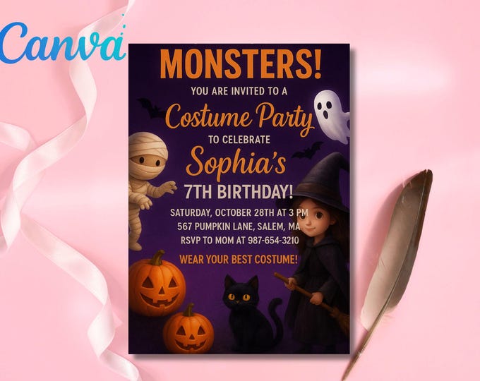 Calling All Monsters Birthday Invitation, Halloween Birthday Invitation, call Halloween Party Invite, Boy Birthday, Mummy Ghost Invitation.