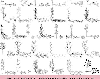 Floral Corner SVG Bundle,Botanical Corner SVG,Decorative Page Corner SVG,Wedding Border For Cricut,Corner Pattern Border Frames Svg,Ai,Eps.