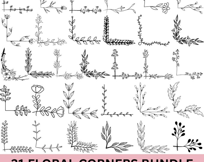 Floral Corner SVG Bundle,Botanical Corner SVG,Decorative Page Corner SVG,Wedding Border For Cricut,Corner Pattern Border Frames Svg,Ai,Eps.