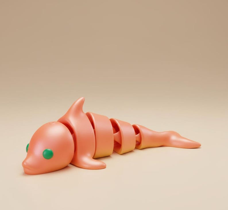 Flexible Articulated Dolphin Fish Cartoon 3D Model STL File Cute ...