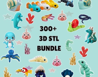 3D Models Mega Bundle | Ultimate STL Collection for Printing Only Flexi ocean animals, Sea ornaments and keychain