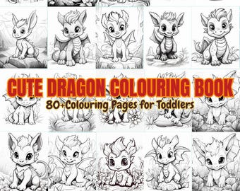 100 baby Dragon Coloring Pages for Kids Printable | Easy Coloring Book Preschool & Toddlers | Fun Educational Activities PDF