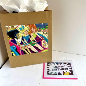 Sacola de presente e cartão comemorativo da Barbie
