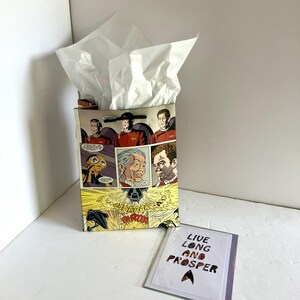 Sac cadeau bande dessinée Star Trek et carte de voeux