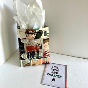 Sac cadeau bande dessinée Star Trek et carte de voeux