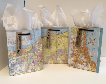 3 Chicago Illinois Map gift bags