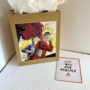 Sacola de presente e cartão comemorativo de história em quadrinhos Star Trek