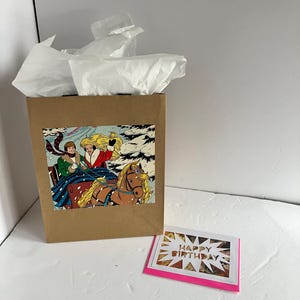 Sacola de presente e cartão comemorativo da Barbie