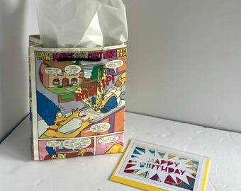 Bolsa de regalo y tarjeta de felicitación de cómics de Los Simpson