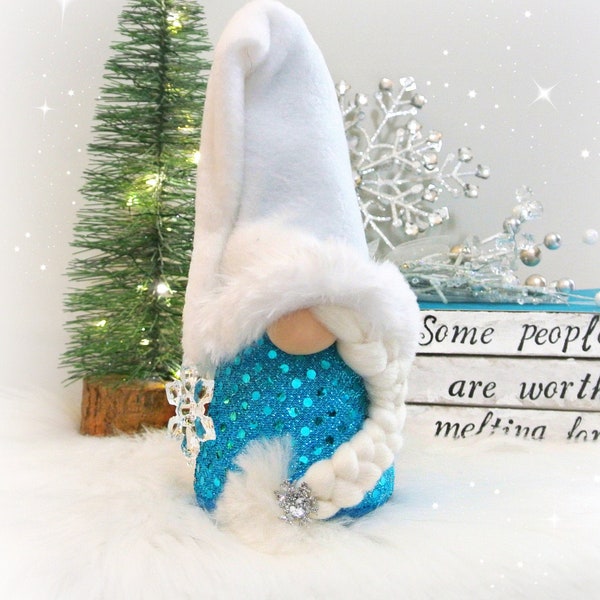 Turquoise Elsa Frozen Style Gnome