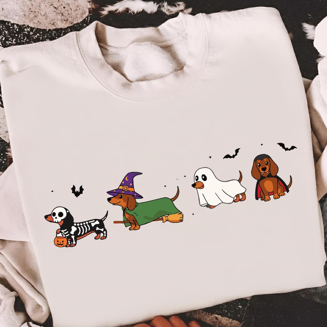 Halloween Dachshund PNG - Wiener Dog Clipart Set - Cute Ghost Dogs ...