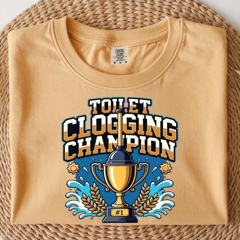 Toilet Clogging Champion PNG, Funny Bathroom Trophy Digital Download ...