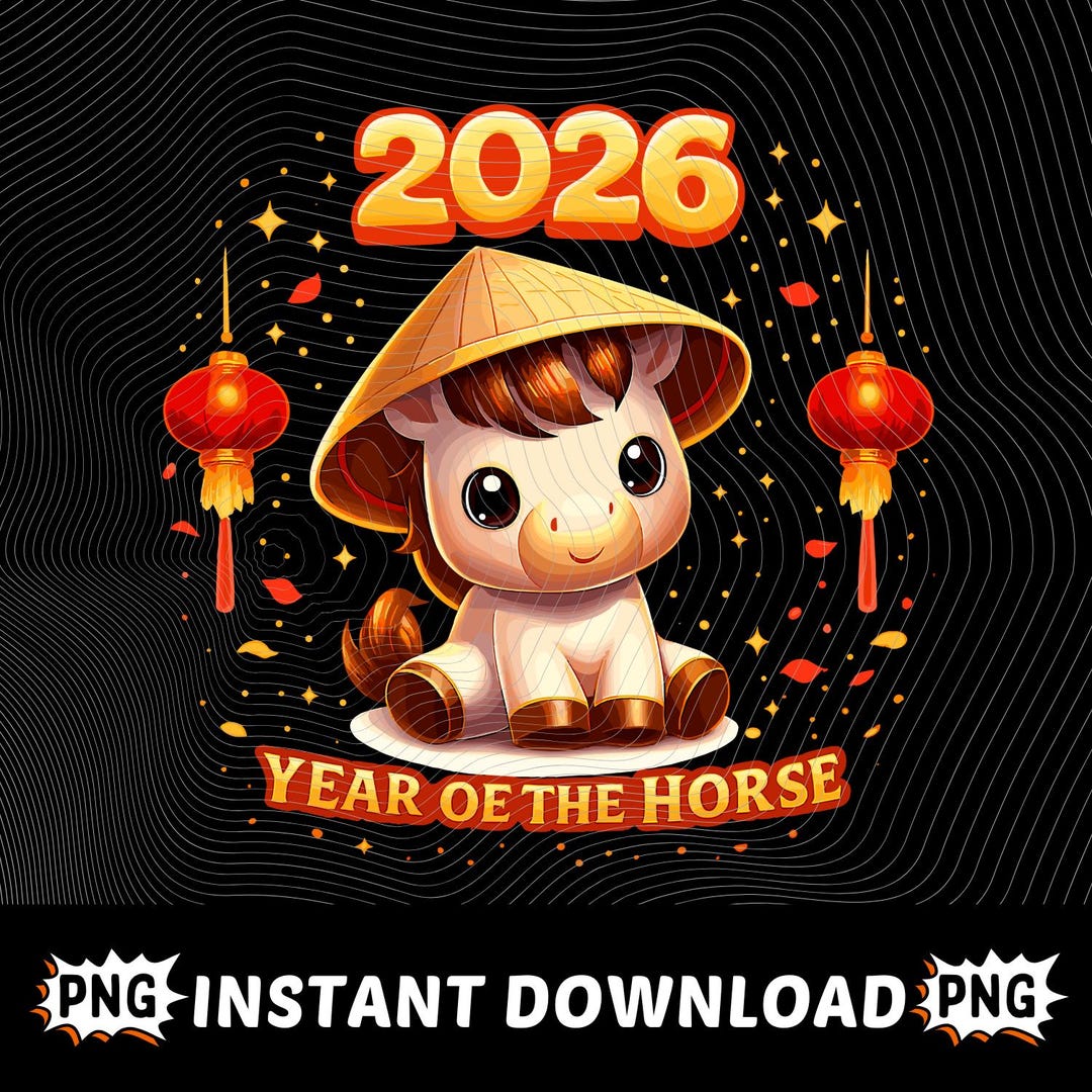 Cute 2026 Year of the Horse PNG: Lunar New Year Zodiac Animal Png ...