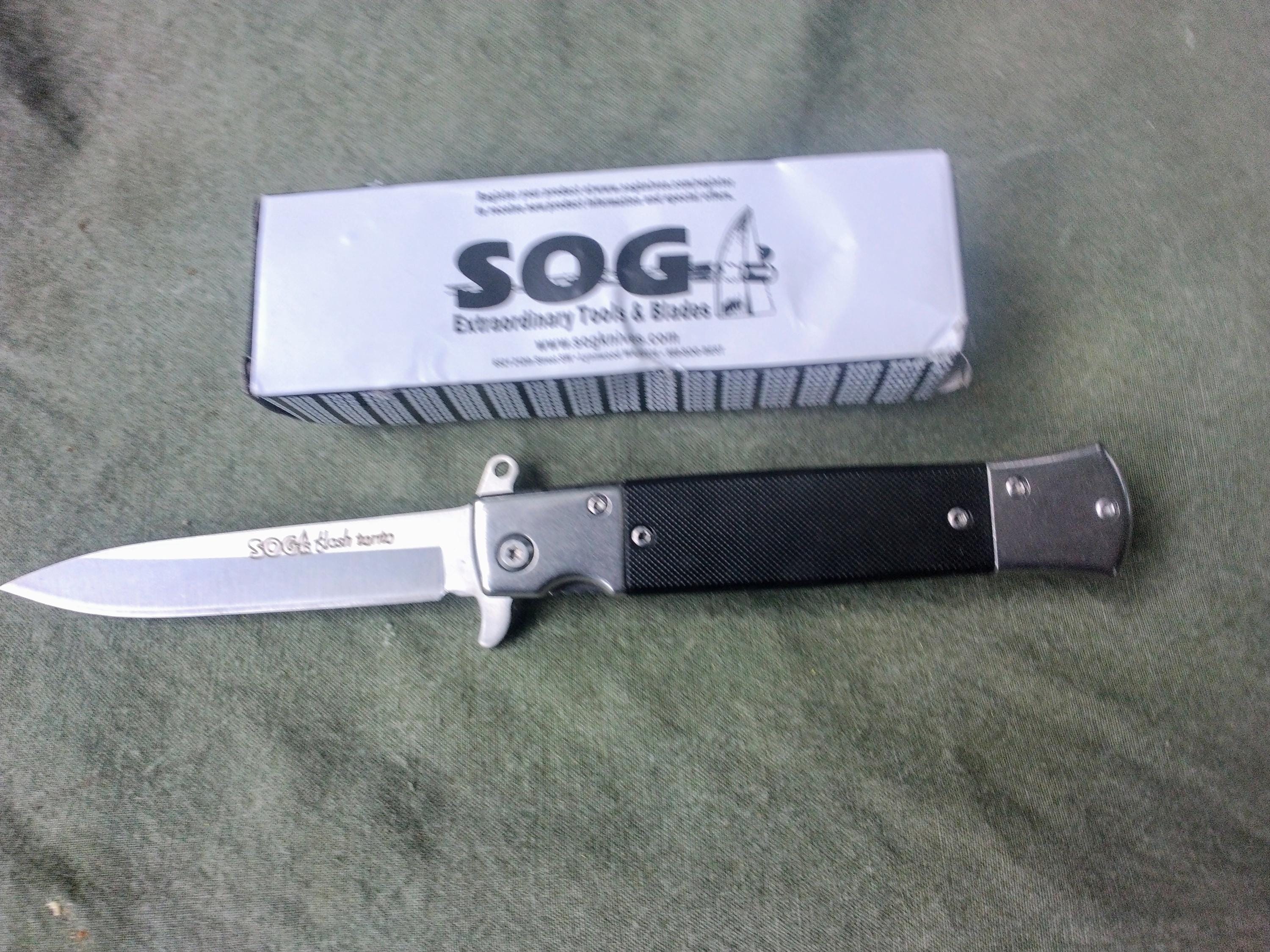 SOG Flash Tanto Folding Knife Lock Blade Chrome Finish - Etsy
