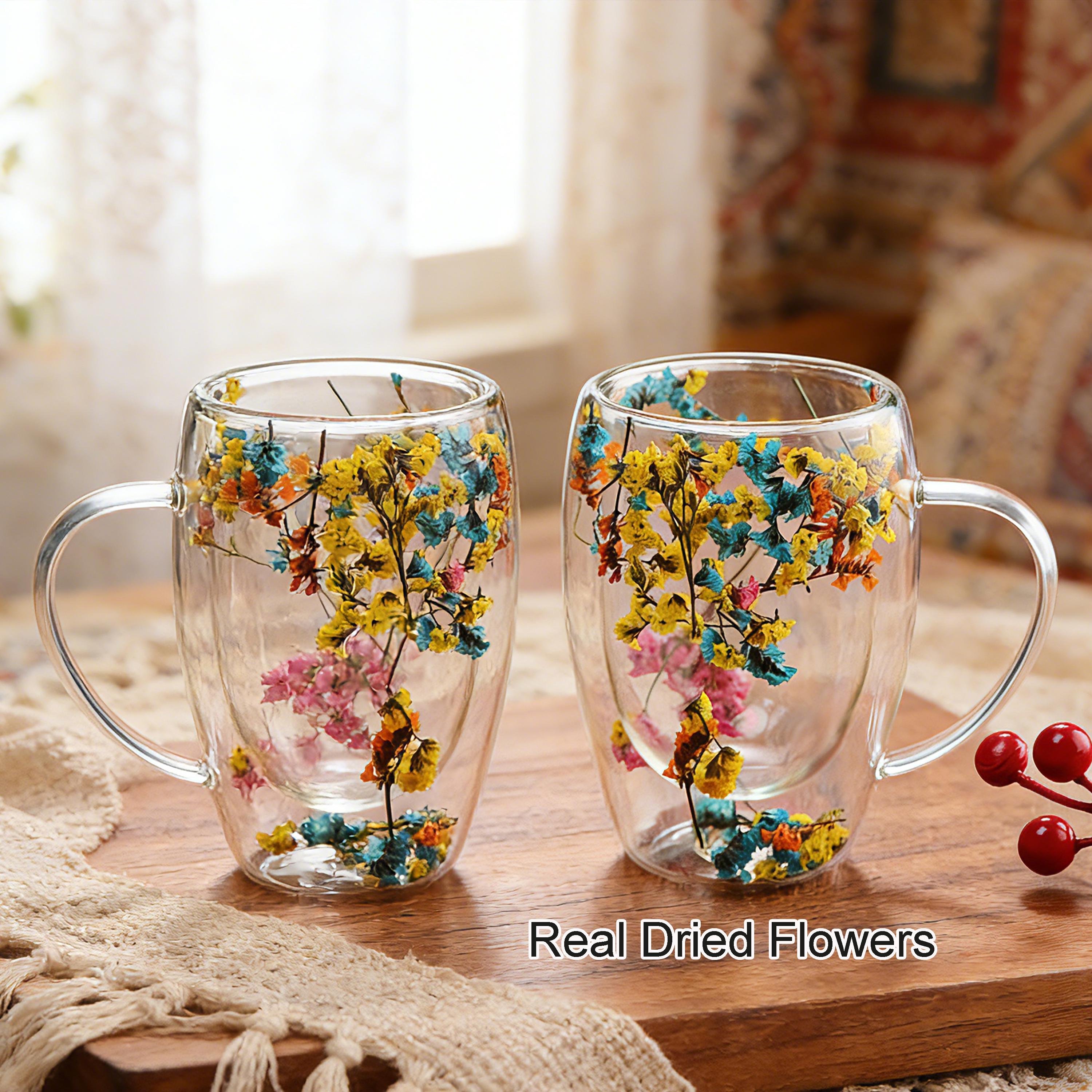 Double Wall Glass Mug Flowers - Etsy