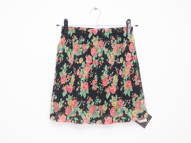 Floral Chiffon Pleated Skirt NOS Vintage Size S - Etsy