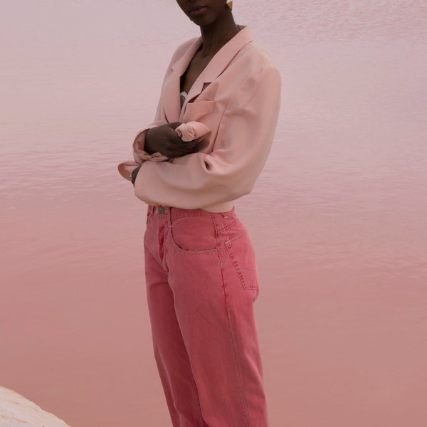Pantalones años 90 rosa cintura alta vintage dead stock