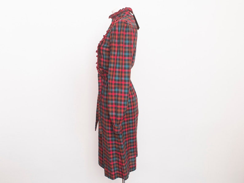 red plaid button up dress
