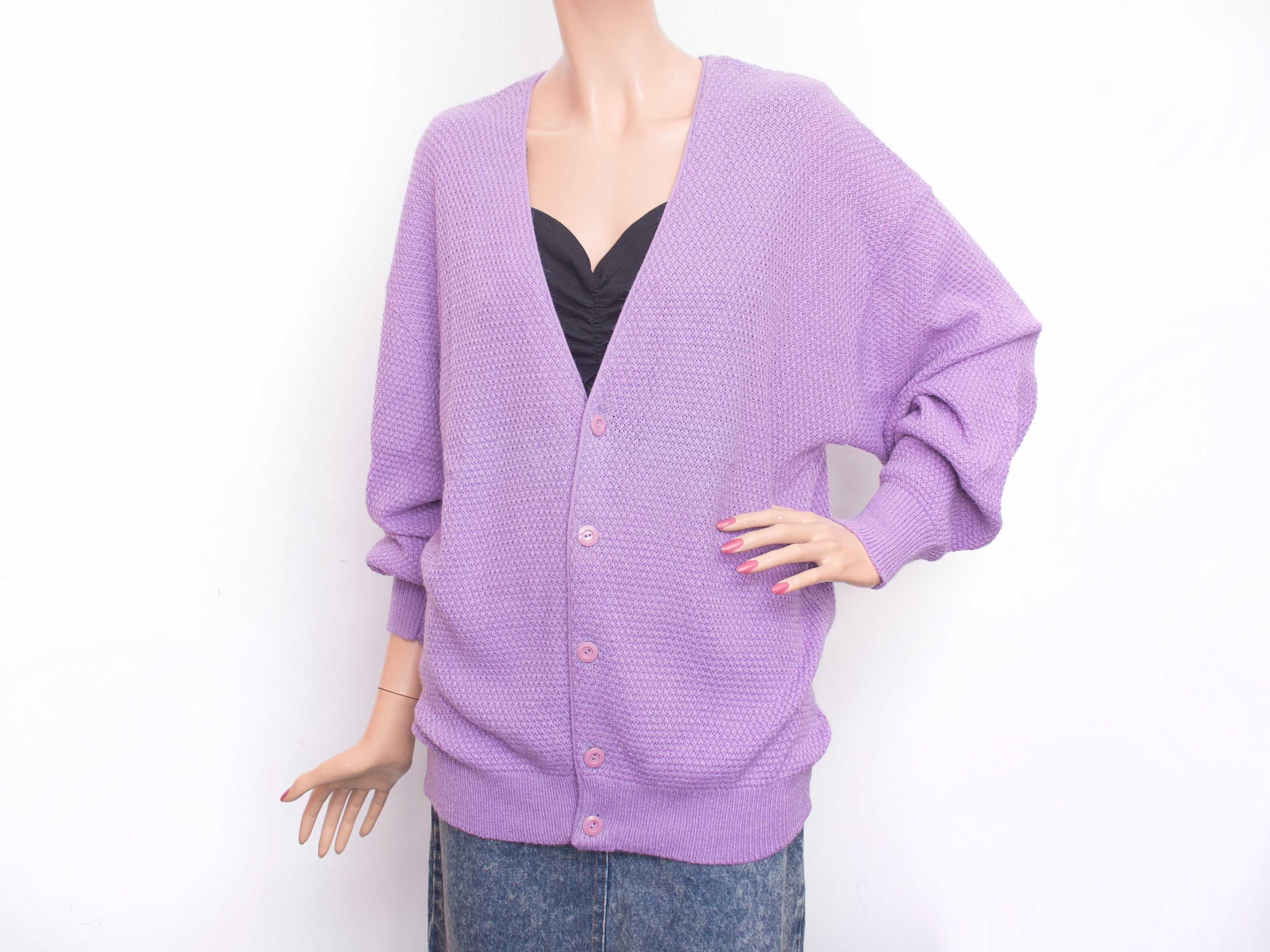 purple oversized cardigan