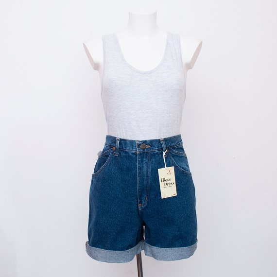 80s Dead stock Vintage Denim Shorts high waist - image 4