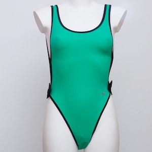 swimmsuit 90s highcut NOS Vintage green and black image 3