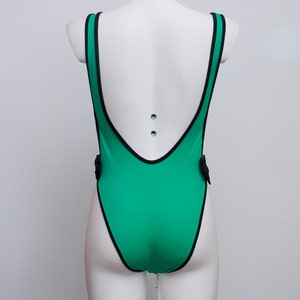 swimmsuit 90s highcut NOS Vintage green and black image 8