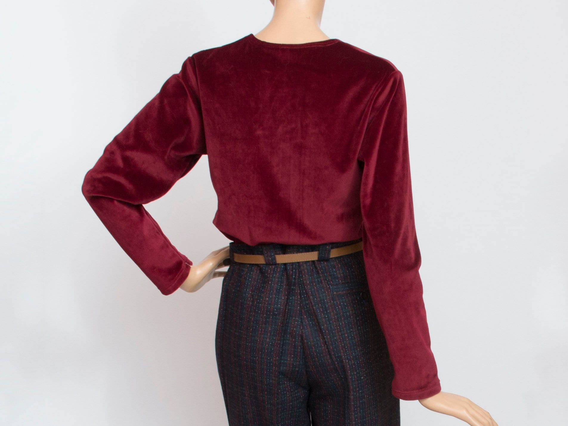 Vintage maroon velour sweater deadstock Vintage maroon velour sweater deadstock