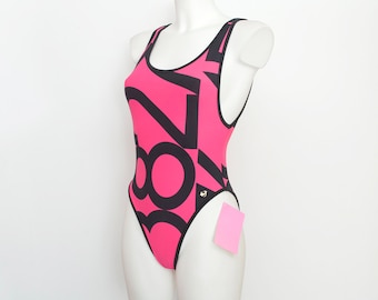 hight cut 90s ééndelig NOS vintage zwart hotpink maat S