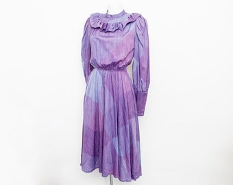 Plaid dress NOS vintage purple blue
