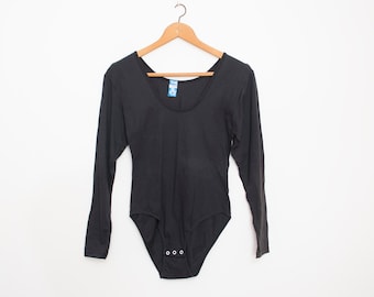 NOS vintage jaren '90 zwart bodysuit top maat lange mouwen maat S