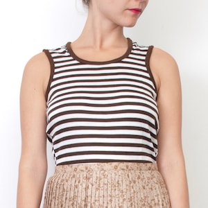 Brown and white striped sleeves tank NOS vintage size S / XS image 1