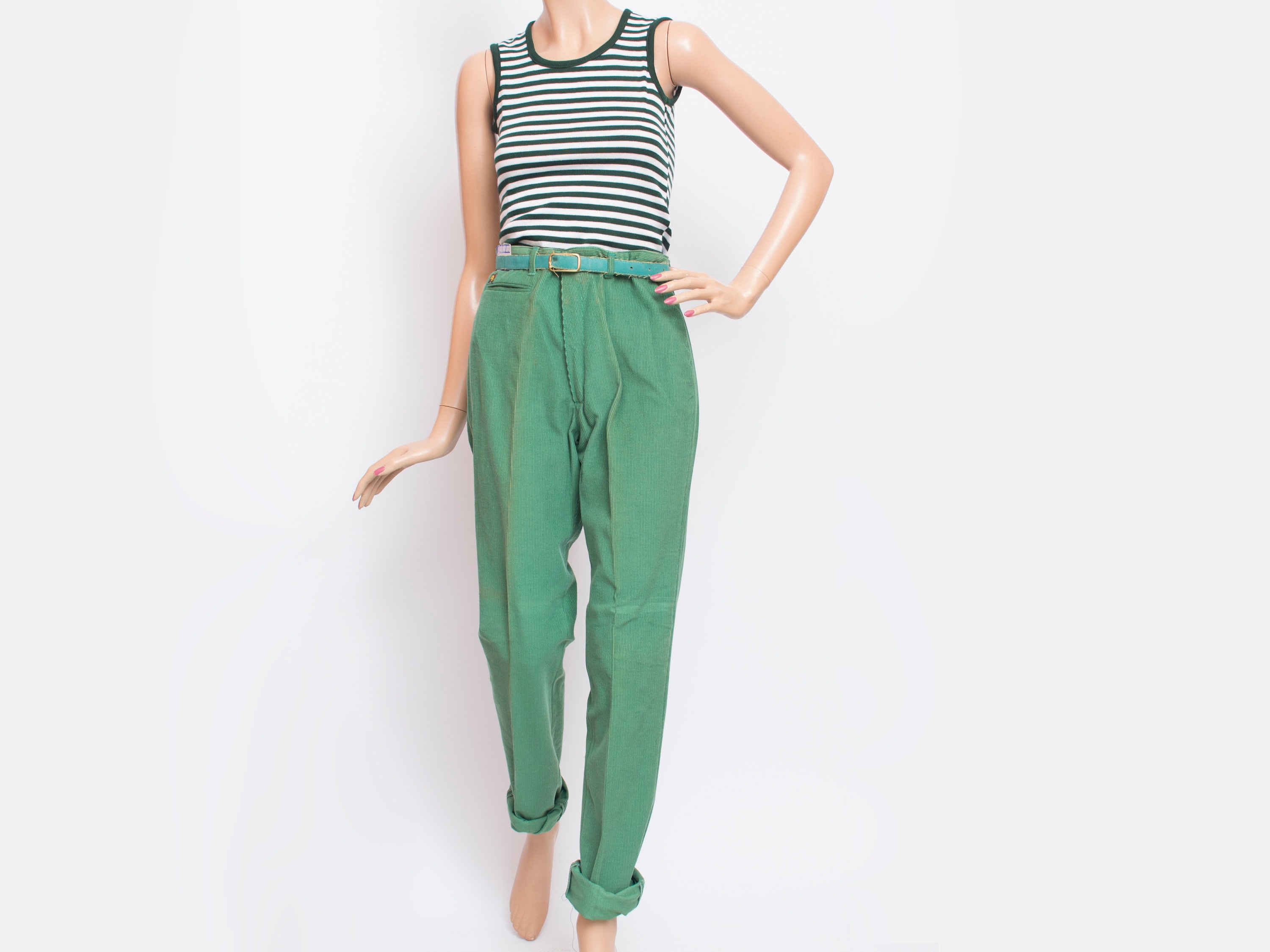 NOS Vintage 80's green corduroy pants 