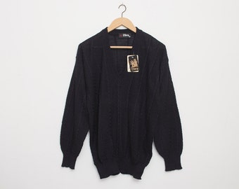 Sweater 90s vintage black V neck deadstock
