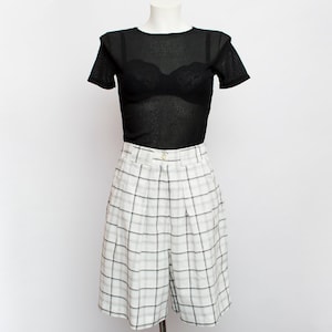 Shorts Vintage bermuda white black plaid