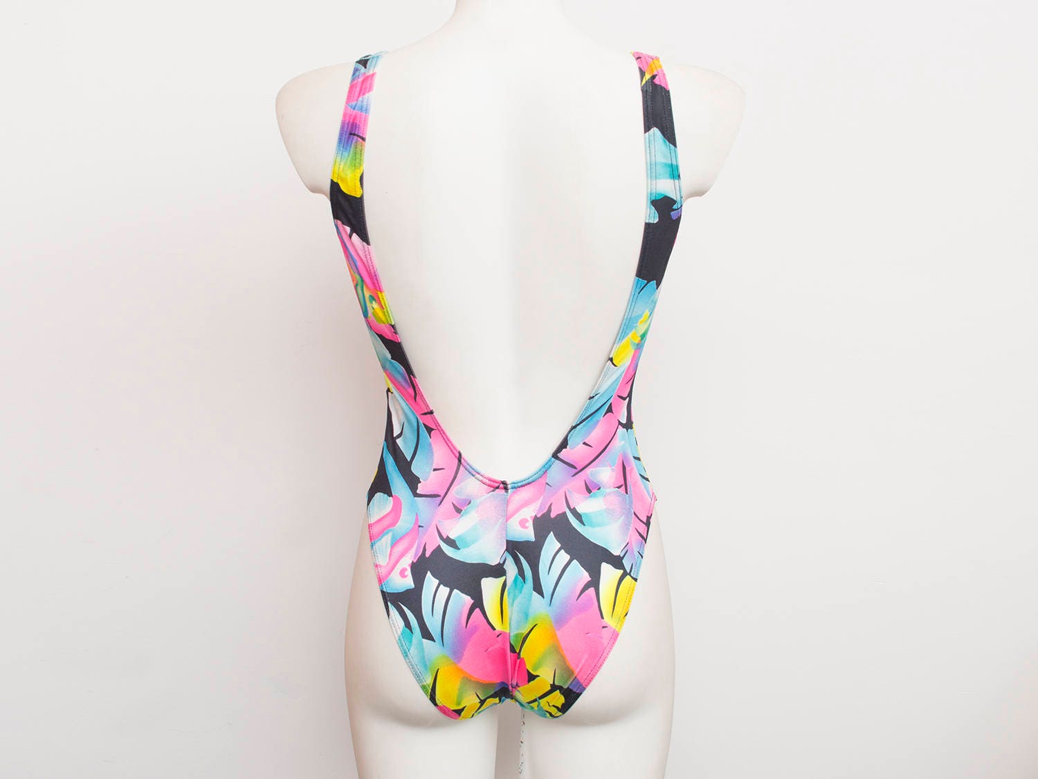 one piece 90s swimsuit NOS Vintage high cut multicolor