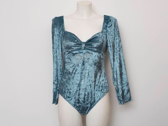 blue velvet bodysuit