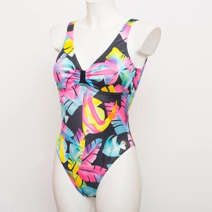one piece 90s swimsuit NOS Vintage high cut multicolor