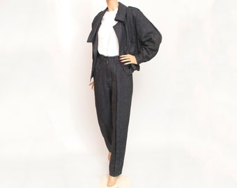 Vintage Wool suit 80s jacket and trousers set