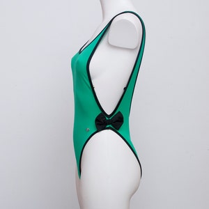 swimmsuit 90s highcut NOS Vintage green and black image 6