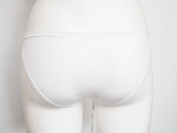 White vintage panties deadstock low vertical stripes - Gem