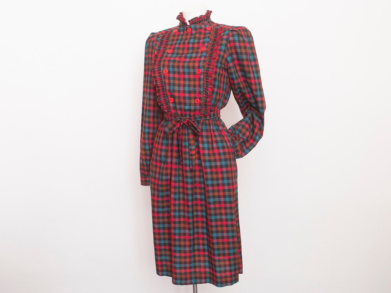 Red plaid lumberjack button dress s