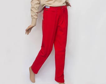 NOS Vintage 80's red corduroy pants trousers