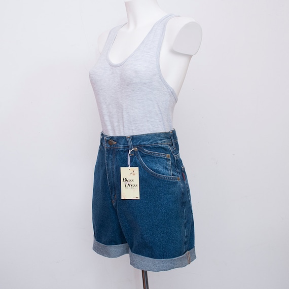 80s Dead stock Vintage Denim Shorts high waist - image 2